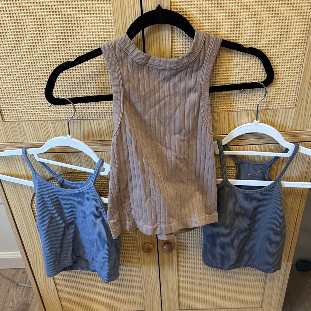 Love Tree Charcoal Ribbed Tank Top Trio